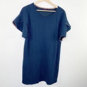 Amaryllis Blue Short Sleeve Flutter Crewneck T-Shirt Dress Women's Size Medium M